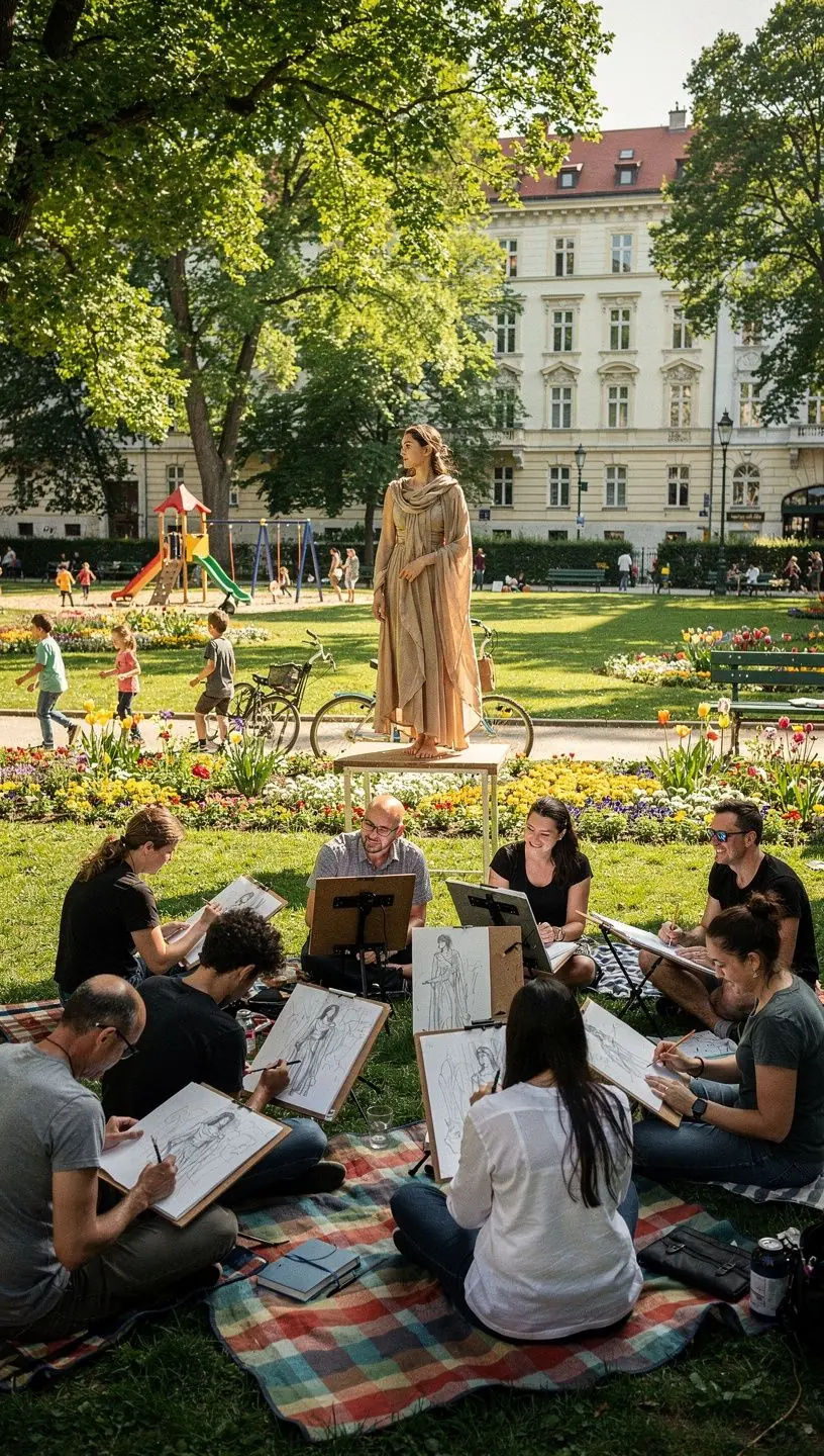 Ein Landschaftsgemälde, das mit Wasserfarben erstellt wurde.